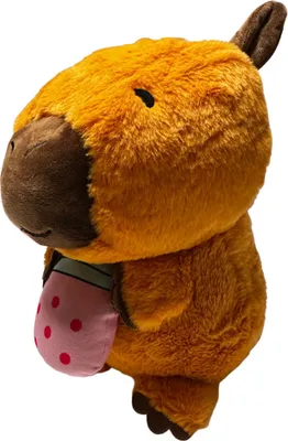 Produktbild von Capybara Kuscheltier braun Figur Plüsch 24 cm Plüsch Capybara Bubble Tea rosa