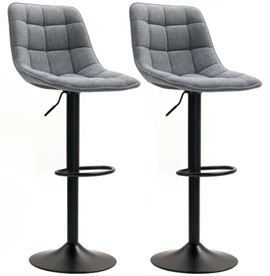 Produktbild von HOMCOM Barhocker 2er-Set Gepolstert Barstuhl mit Lehne Chenille-Optik Dunkelgrau
