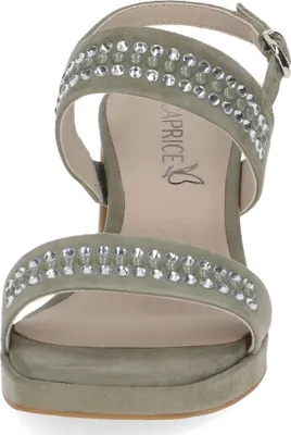 Produktbild von Caprice Damen Sandalette Glitzersteine Schnalle Leder Karreé 9-28315-42, Größe:36 EU, Farbe:Grün