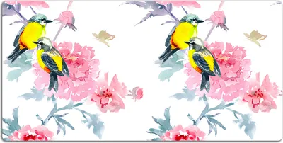 Produktbild von Schreibtischmatte Tischunterlage 90x45 cm Mauspad - Vögel und Blumen