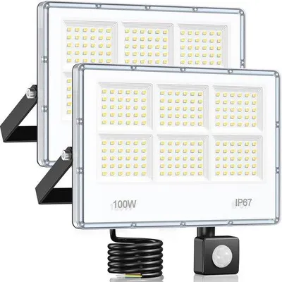 Productafbeelding van Bewegingssensor LED Buitenspot - 100W, 10.000 Lumen, Waterdicht, 6-in-1 Buitenverlichting voor Tuin en Garage