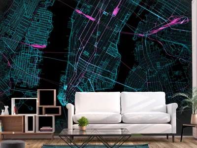Zdjęcie produktu dla Fototapeta flizelinowa mapa świata 300x210 cm fototapeta XXL USA Manhattan mapa NYC k-A-0485-a-a