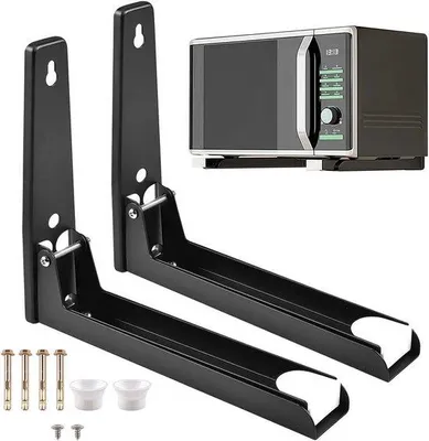 Produktbild von Universal magnetronhalter, Küchenhalter, stahlerner Magnetronhalter, an der Wand montierbar, ausklappbarer Magnetronhalter, schwarz