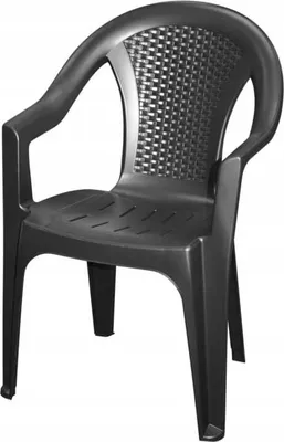 Produktbild von Židle Ischia v antracitové barvě s nízkým opěradlem ze syntetické pryskyřice v ratanovém designu.