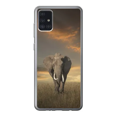 Produktbild von MuchoWow® Handyhülle Schutzhülle Hülle für Samsung Galaxy A52 5G Elefant - Tiere - Gras - Natur Silikon Softcase Handy Hülle - Umschlag