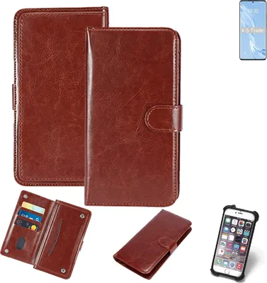 Produktbild von K-S-Trade 360° Hülle kompatibel mit Meizu 18 Pro braun Kunstleder Case BookCase WalletCase Kunstlederederhülle Handyhülle, Rundumschutz Bumper