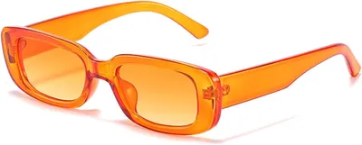Imagen del producto de Gafas de sol rectangulares, con protección UV400, color naranja, para mujeres y hombres, diseño retro
