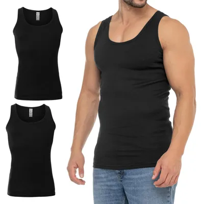 Produktbild von Celodoro Herren Business Tank Top (2er Pack) Achselhemd aus Baumwolle - Schwarz XXL