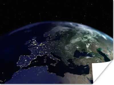 Produktbild von MuchoWow® Poster Satellitenbild von Europa bei Nacht 80x60 cm - Kunst für zu Hause