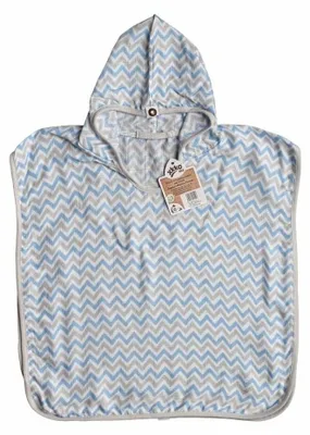 Obrázok produktu pre XKKO BMB Scandinavian Chevron Bambusové pončo, baby blue, veľ. 2, 2-3roky