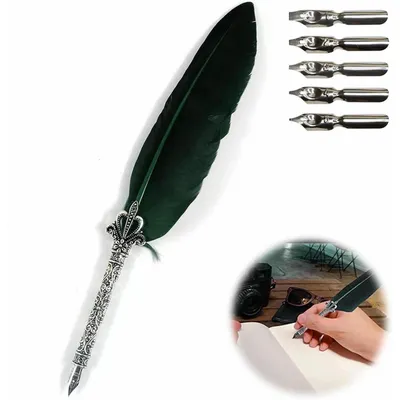 Immagine prodotto di Set di penne stilografiche per calligrafia, con 5 punte in acciaio inossidabile, colore verde