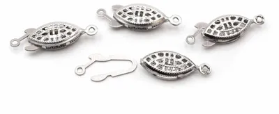 Produktbild von Vintageparts Steckverschlüsse 316 Edelstahl platinfarben oval 4 Stück