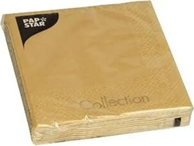 Produktbild von Servietten, 3-lagig 1/4-Falz 25 cm x 25 cm gold