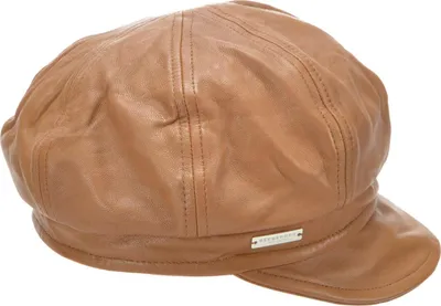 Seeberger Leder Ballonmütze aus echtem Glattleder in beige