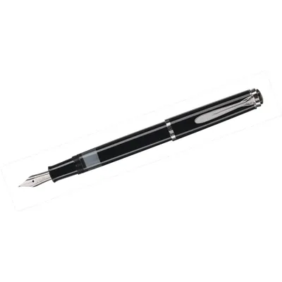 Image de Stylo plume Pelikan M 205, largeur de plume : M, noir avec plume en acier inoxydable polie, mécanisme à piston, visibilité de l'encre (971770)