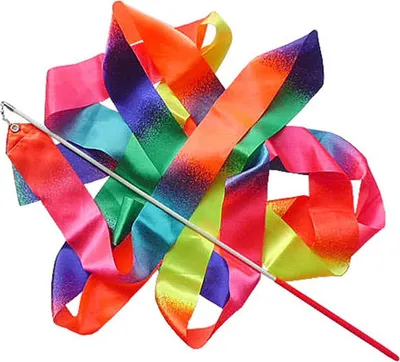 Produktbild von 1x 4m Farbverlauf Kinder-Tanzband, Gymnastik-Ballettwirbelspielzeug, mit rotem Griff, für Tanz- und Bewegungsübungen
