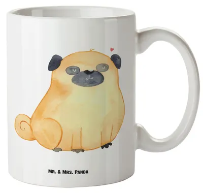 Produktbild von Mr. & Mrs. Panda steingut tasse Mops - Weiß - Geschenk, Henkeltasse, Hund, weisse, Knuffig, Liebe, Haferl, Sprüche, Pott, Hundeliebe, Kaffeepott, Große