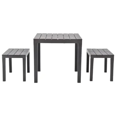 Produktbild von vidaXL Gartentisch mit 2 Bänken Kunststoff Braun