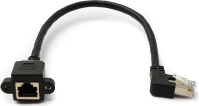 Produktbild von LAN Kabel 30 cm 8P8C Stecker zu Buchse Winkel Schraube Adapter in Schwarz