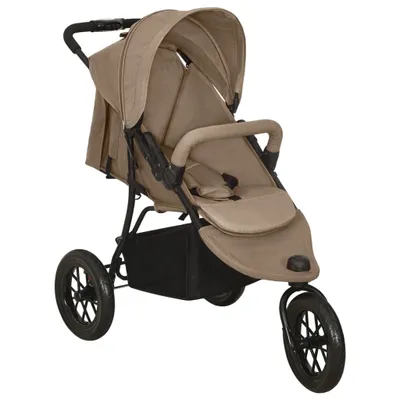 Imagen del producto de Cochecito para bebé vidaXL, color taupe, estructura de acero