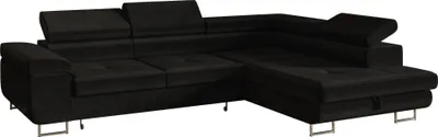 Produktbild von Ecksofa L-Form, mit Schlaffunktion, mit Bettkasten, Ausziehbares Schlafsofa, Schlafcouch, Eckcouch, Freistehende, Gästebett, Wohnzimmermöbel, Rechts, 275x202 cm, Dunkelblau