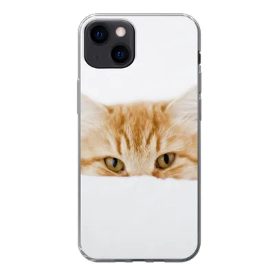 Produktbild von MuchoWow® Handyhülle Schutzhülle Hülle für iPhone 13 Katze - Rot - Weiß - Mädchen - Jungen - Kind Silikon Softcase Handy Hülle - Karteninhaber