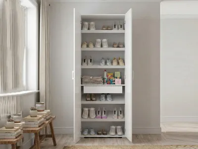 Produktbild von Dmora Mehrzweckschrank 2-türig, Weiß, 72x195cm, 6 Fächer