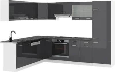 Produktbild von Eckküche Vicco R-Line Anthrazit Hochglanz/Weiß 287 x 60 cm , AP Anthrazit, Model 42504