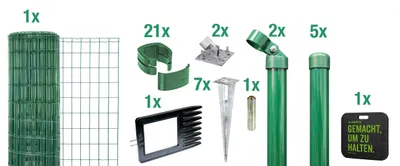 Immagine prodotto di Alberts 695668 Fix-Clip Pro come set completo di recinzione, con presa a terra e cuscino per ginocchio, verde, altezza 81 cm, lunghezza 10 m