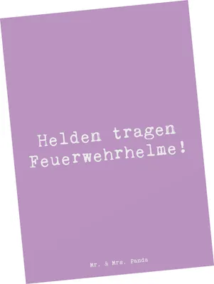 Produktbild von Mr. & Mrs. Panda Grußkarte Spruch Feuerwehrmann Helden - Lavendeltraum - Geschenk, bildkarte, Tapferkeit, Danke sagen, Bedanken, Postkarte, Postkarten, Mut, Leidenschaft