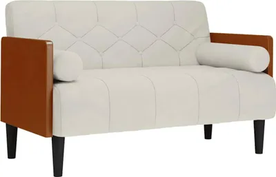 Zdjęcie produktu dla vidaXL Dwuosobowa sofa z poduszkami kremowa 110 cm aksamitna