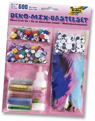 Image de Folia Deko Mix set de bricolage plus de 600 pièces, pierres décoratives & yeux vacillants