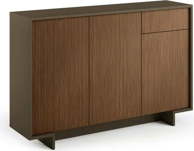 Produktbild von Sideboard Aneto, Wohnzimmer-Sideboard, Wohnzimmer-Buffet mit 3 Türen und 1 Schublade, 100 % Italy, 134 x 35 x 87 cm, Braun und Walnuss