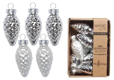 Produktbild von Inge‘s Christmas Decor 12000P045, Weihnachtsbaumschmuck, Glas, Silber, 12 Stück(e), 45 mm
