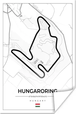 Produktbild von MuchoWow® Poster F1 - Ungarn - Auto - Rennstrecke - Hungaroring - Weiß 80x120 cm - Papierdruck