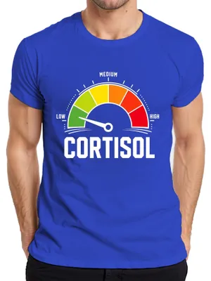 Productafbeelding van Cortisolmeter, indicatie stressniveau, hormoon-statement, heren T-shirt, blauw, maat S