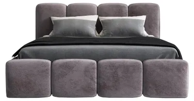 Produktbild von Polsterbett MOND mit Bettkasten und Metallgestell 180 x 200 cm. Modernes Doppelbett mit Stauraum, mit Matratze. Farbe: Grau