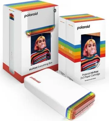 Produktbild von Polaroid Hi-Print Everything Box Pack Hi-Print Drucker 2x3 Weiß + 40 selbstklebende Fotoblätter