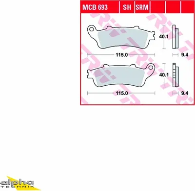 Produktbild von TRW Bremsbelagsatz MCB693SH Foresight FES250 MF05
