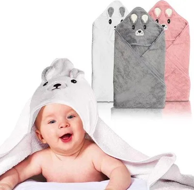 Produktbild von Babyhandtücher mit Kapuze, 3 Stück, 80 x 80 cm, Babyhandtuch, Kapuze, personalisierbar, Babybadetücher für geborene ab 0 Monaten bis 2 Jahre