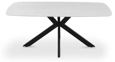 Productafbeelding van ARVENA tafel 180x90 cm – Kleur grijze steen – Design eettafel – Blad met steeneffect en metaal