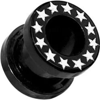 Produktbild von Ohr Flesh Acryl Tunnel Piercing Screw Mit Weissen Sternen Vftbks.8mm