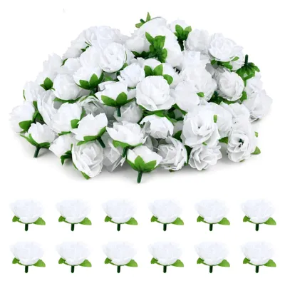 Productafbeelding van Kunstrozen - 100 stuks, gemaakt van zijde - Voor decoratie en voor bloemenmuren - Wit