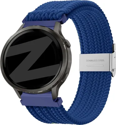 Produktbild von Bandz Woven Nylonband (22mm) - Geeignet für Garmin Vivoactive 4 / Garmin Venu 2 / Garmin Venu 3 / Garmin Forerunner 255 / Garmin Forerunner 265 / Garmin Forerunner 570 - 47mm / Garmin Venu 4 - 45mm - Blau