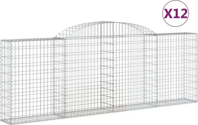 Productafbeelding van vidaXL Gabionen met boogvorm, 12 stuks, 300x30x100/120 cm, verzinkt staal