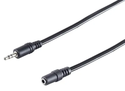 Immagine prodotto di Cavo di prolunga stereo, 1x spina jack da 3,5 mm 1x presa jack da 3,5 mm nera - Lunghezza: 2,00 m
