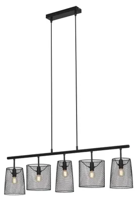 Produktbild von Pendelleuchte Pendellampe Drahtschirmen Metall schwarz 5x E14 40W IP20 Briloner