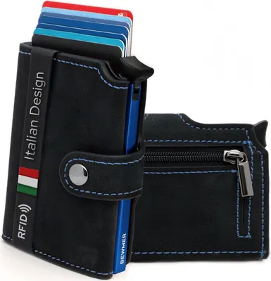 Produktbild von Shielded Slim Wallet mit Münzfach für Herren & Damen | Kartenetui mit Münzfach & RFID-Schutz & Anti-Cloning |für Scheine, Münzen & 9 Kreditkarten