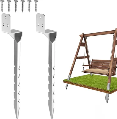 Obrázek produktu pro Sada dvou podstavicových objímek pro dřevěné sloupky, rozměry 38 cm x 5 cm, ocel s žárovým zinkováním, určené pro houpačky