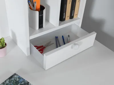 Produktbild von Schreibtisch Weiß Moderner Schreibtisch mit Regalen Bürotisch Sekretär